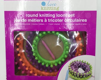 Juego de telar redondo para tejer, Love Knitting, juego de 4 telares redondos