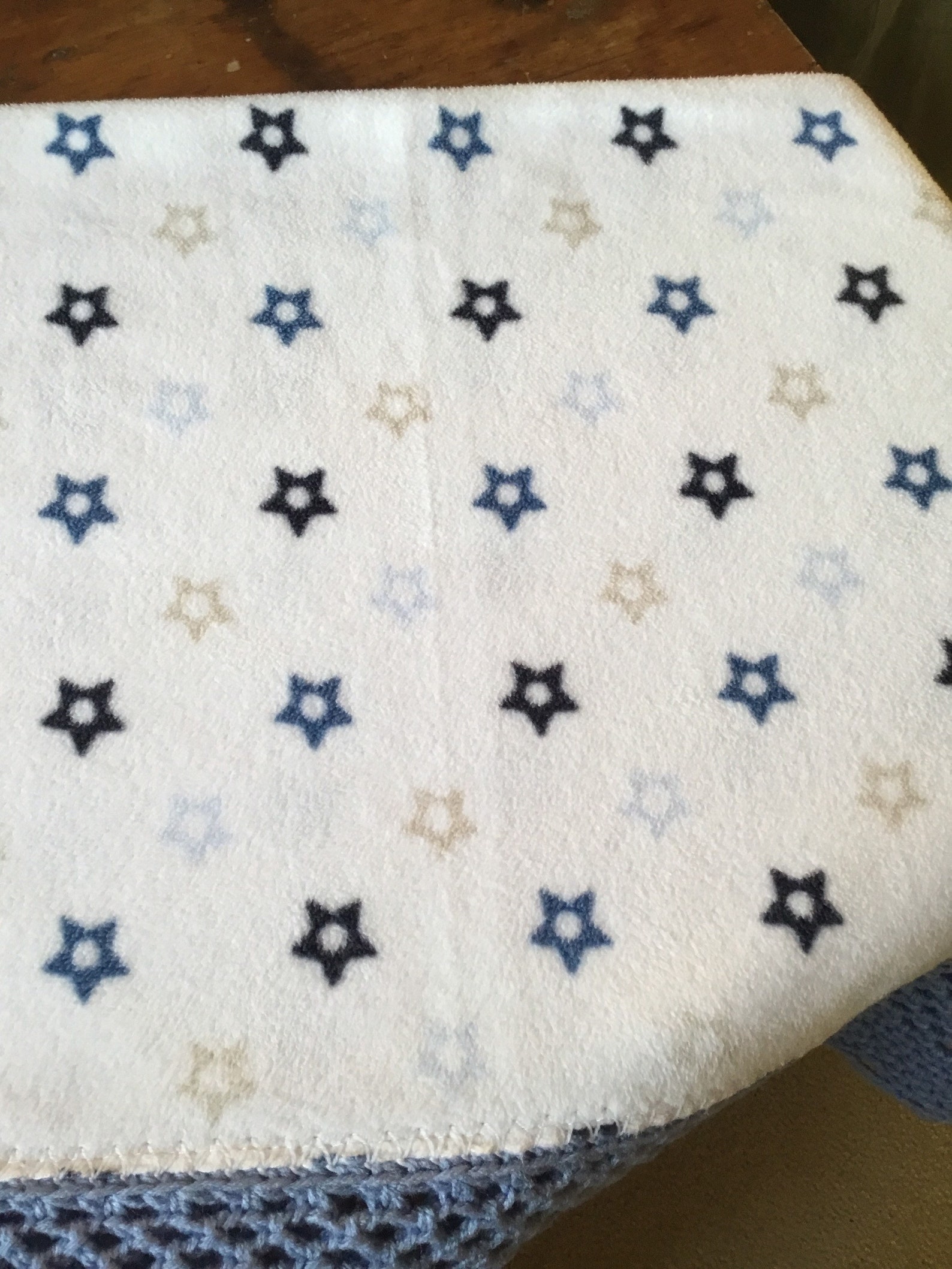 Fleece Blanket With Crochet Border/ Stars Throw/baby Blanket / Etsy