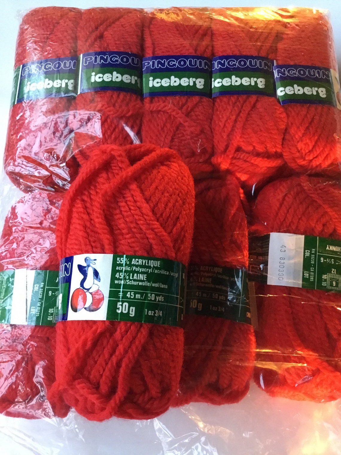 Pingouin iceberg yarn 9 pack 45 wool/55 acrylic/50g 6 bulky Etsy