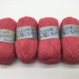 Marnel Classic Worsted Yarn Set of 4,Vintage High Quality Yarn, 100m/110yds- Colour#1340 Rose pink