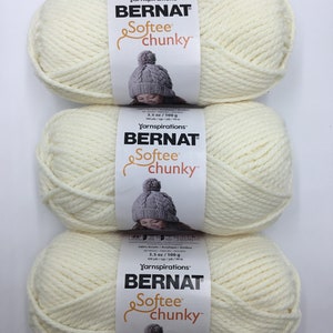 Bernat Softee Chunky Set of 3 / 100% Acrylic Yarn, Super Bulky 6 - Natural