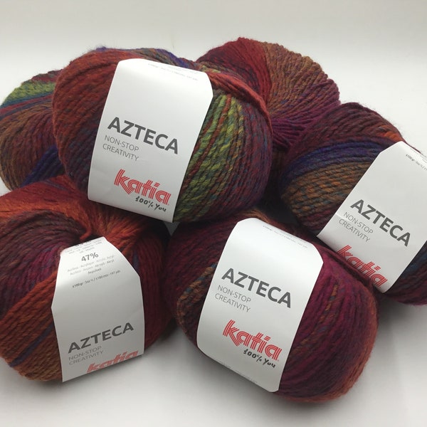 Katia Azteca Yarn 180m/197yrds Super Soft Yarn, Acrylique/Laine couleur-7847