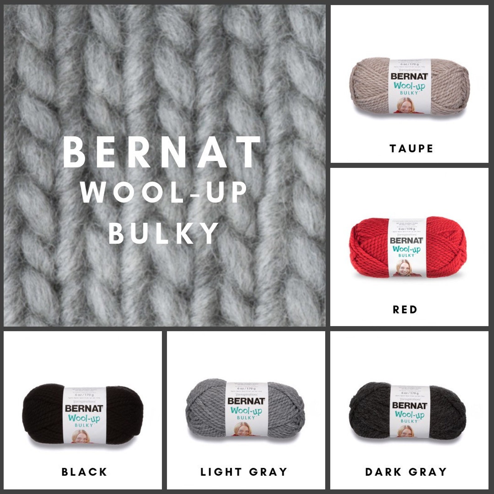 Bernat WoolUp Bulky Yarn Mulitple Colours Red Taupe Dark Etsy