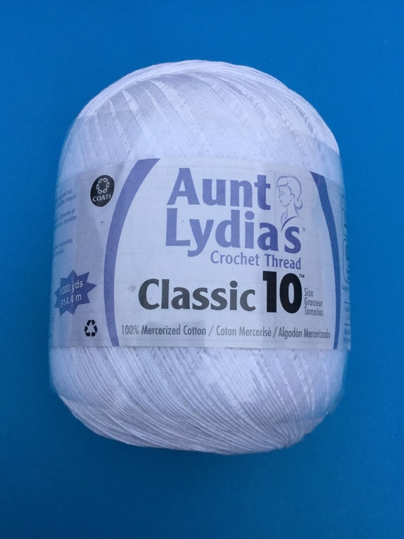 Aunt Lydias Crochet Thread Classic 10 for Bedspread,table Cloths Doilies  Apparel and Accessories 100% Mercerized Cotton 1000yds white 