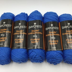 Baycrest Sayelle Knitting Worsted vintage yarn Set of 5 -50g ea /100% acrylic -Col 3472 Blue Jean Blue