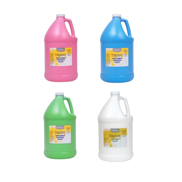 Washable Tempera Paint, One Gallon Jugs, Pastel Colors, Made in the USA, Certified Non-Toxic