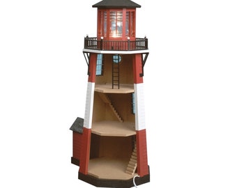 1 2 Scale New England Lighthouse Kit Lighthouse Decor Wooden Lighthouse Kit With Blinking Beacon Etsy UK