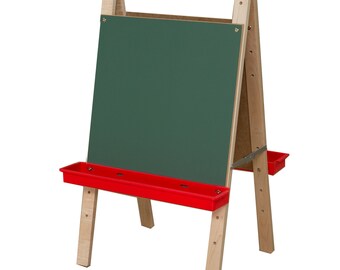 Classroom Easel, 4-sided Adjustable Kid's Art Easel With Chalkboard Art  Surface and Red Trays 