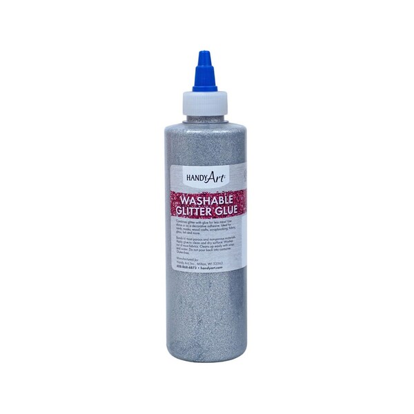 Washable Glitter Glue, Silver, 8 oz.