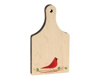9-Inch Cardinal Cutting Board, Hanging Wooden Paddle Cheese Board Kitchen Gift