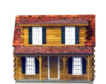 Dollhouse Kit - Adirondack Log Cabin Unfinished Dollhouse Kit