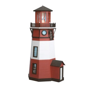 1/2 Scale New England Lighthouse Kit, Lighthouse Decor, Wooden Lighthouse Kit with Blinking Beacon