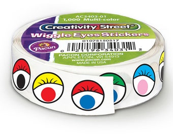 Wiggle Eyes Sticker Roll, 1000 Stickers, Multi-Color