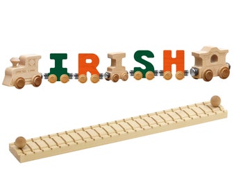St. Patrick's Day Irish Name Train with Display Track and optional Wall Hanging Brackets