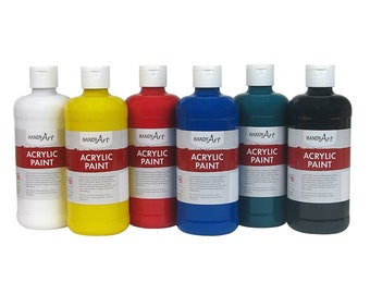 Acrylic Paint Set, Water Based Paint, 6 Colors, 16 oz. Bottles, Certified Non-Toxic