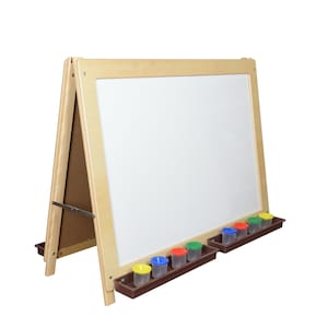 Beka Deluxe Easel - White Markerboard, Wood Tray