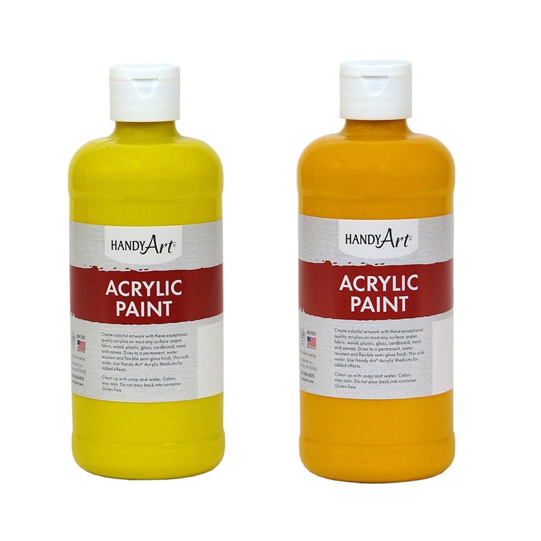 Acrylic Paint, 16 Oz, Shades of Yellow, Certified Non Toxic Acrylic Art