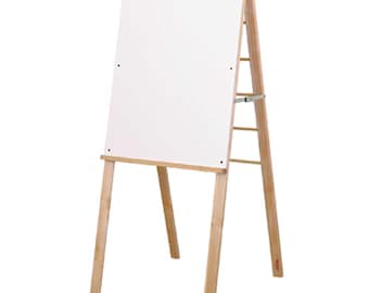 May include: A wooden easel with a white dry erase board. The easel has a ladder on the side for holding art supplies.