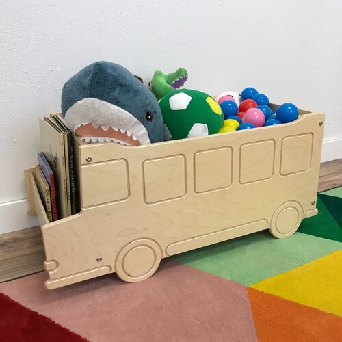 School Bus Toy Box Wooden Toy Box Toy Storage Coloring Book Etsy