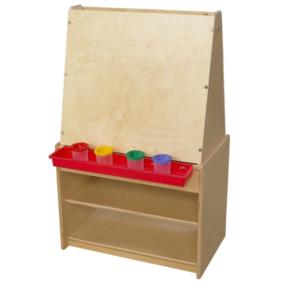 Easel, Double Sided Kid's Art Easel / Art Center With Red Trays