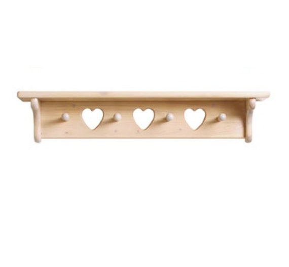 Custom Wall Shelf With Hooks and Optional Heart Cutouts Kids Etsy