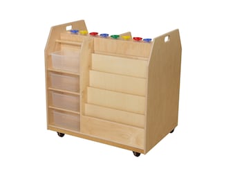 Art Cart, Trolley Cart, Double Sided with Paint Cups and Storage Bins
