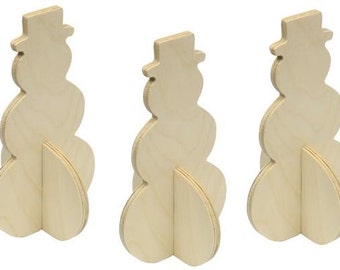 Snowman Craft Kit, Christmas Craft Kit, Kids Craft Kit, Snowman Decoration - Set of 3 Wooden Snowmen