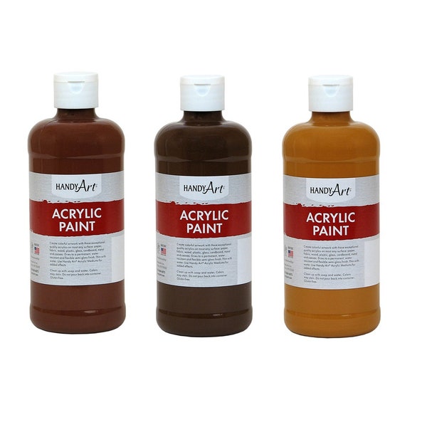 Acrylic Paint, 16 oz, Shades of Brown, Sienna, Umber, Certified Non Toxic Acrylic Art Paint