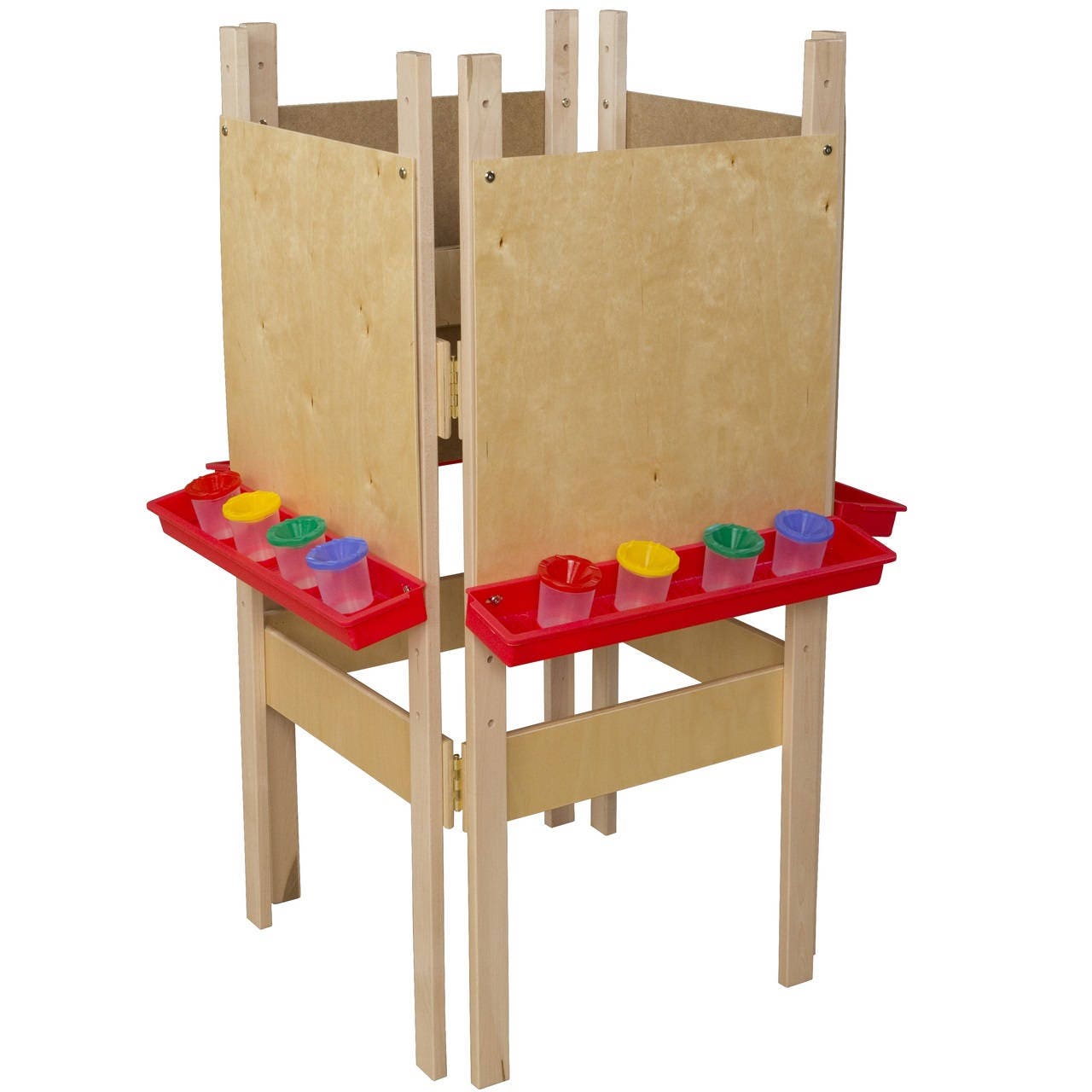 Classroom Easel, 4-sided Adjustable Kid's Art Easel With Plywood Art  Surface and Red Trays 