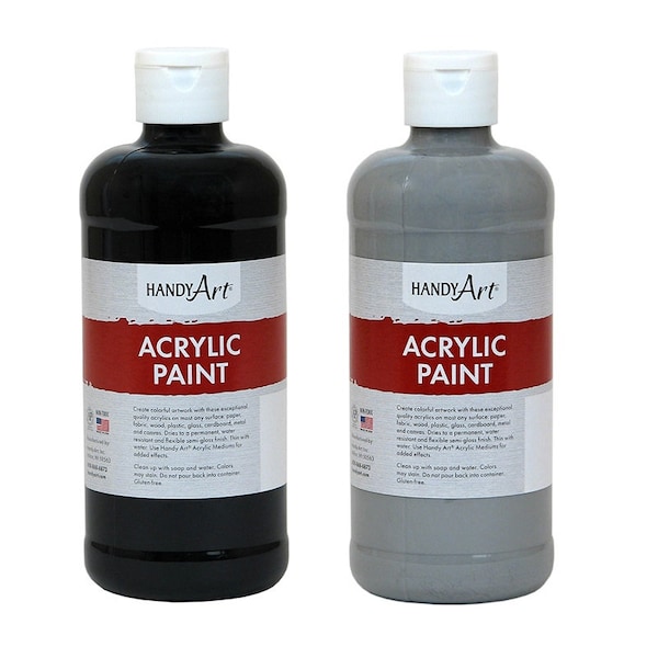 Acrylic Paint, Black or Gray, 16 oz, Certified Non Toxic Acrylic Art Paint