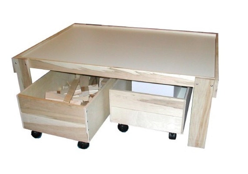 Train Table, Activity Table, Play Table with Optional Storage Trundles, Unassembled Kit with No Finish Applied immagine 1