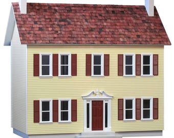 Dollhouse Kit, The Stockbridge House DIY Unfinished New England Dollhouse Kit