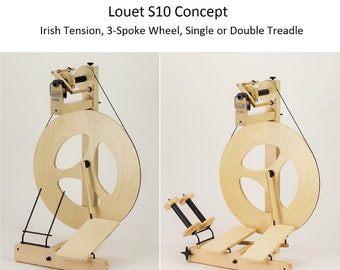 Louet S10 Concept 3-Spoke Spinning Wheel w/ Irish Tension, Single or Double Treadle