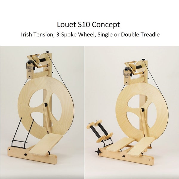 Louet S10 Concept 3-Spoke Spinning Wheel w/ Irish Tension, Single or Double Treadle