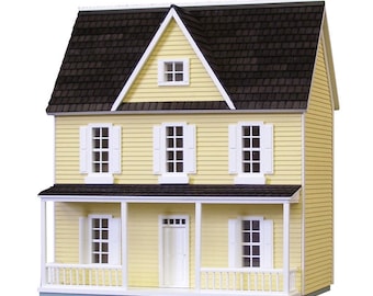 Half Scale Dollhouse Kit, Real Good Toys Dollhouse Kit, Unfinished Farmhouse Dollhouse Kit in 1/2-Inch Scale