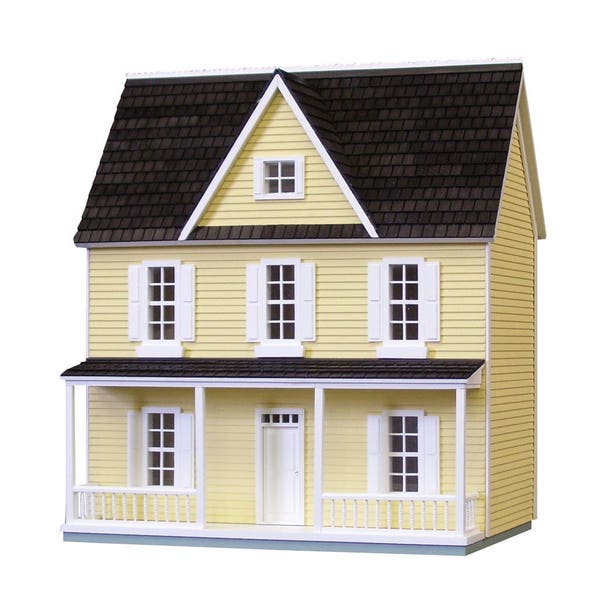 Half Scale Dollhouse Kit, Real Good Toys Dollhouse Kit, Unfinished Farmhouse Dollhouse Kit in 1/2-Inch Scale