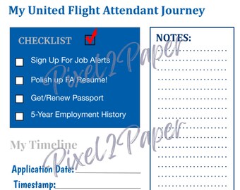 Viaje de azafata de United - Mini diario - 8.5"x11"