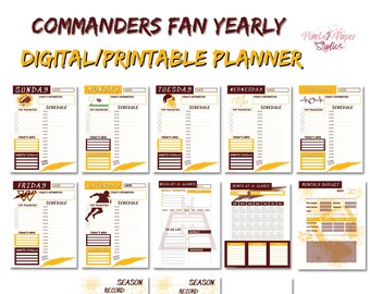 Planificador anual digital de Commanders Fan - IMPRIMIBLE