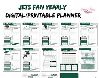 Planificador anual digital para fanáticos de los Jets - IMPRIMIBLE