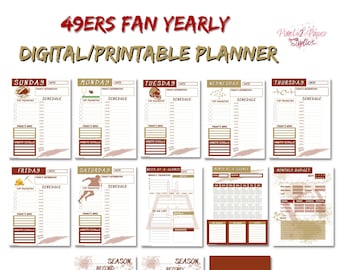 Planificador anual digital para fanáticos de los 49ers - IMPRIMIBLE