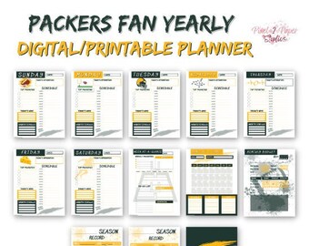 Planificador anual digital para fanáticos de los Green Bay Packers - IMPRIMIBLE