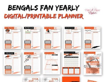 Planificador anual digital para fanáticos de los Cincinnati Bengals - IMPRIMIBLE
