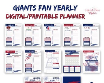 Planificador anual digital para fanáticos de los NY Giants - IMPRIMIBLE