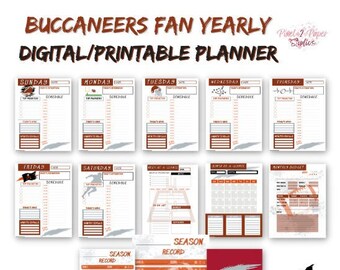 Planificador anual digital para fanáticos de los Buccaneers - IMPRIMIBLE