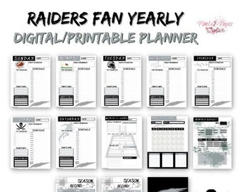 Planificador anual digital para fanáticos de los Raiders - IMPRIMIBLE