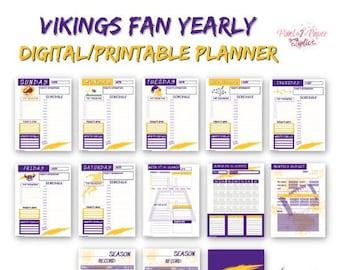 Planificador anual digital para fanáticos de los Minnesota Vikings - IMPRIMIBLE