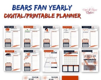 Planificador anual digital para fanáticos de los Chicago Bears - IMPRIMIBLE