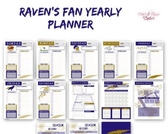 Planificador anual digital para fanáticos de los Ravens - IMPRIMIBLE