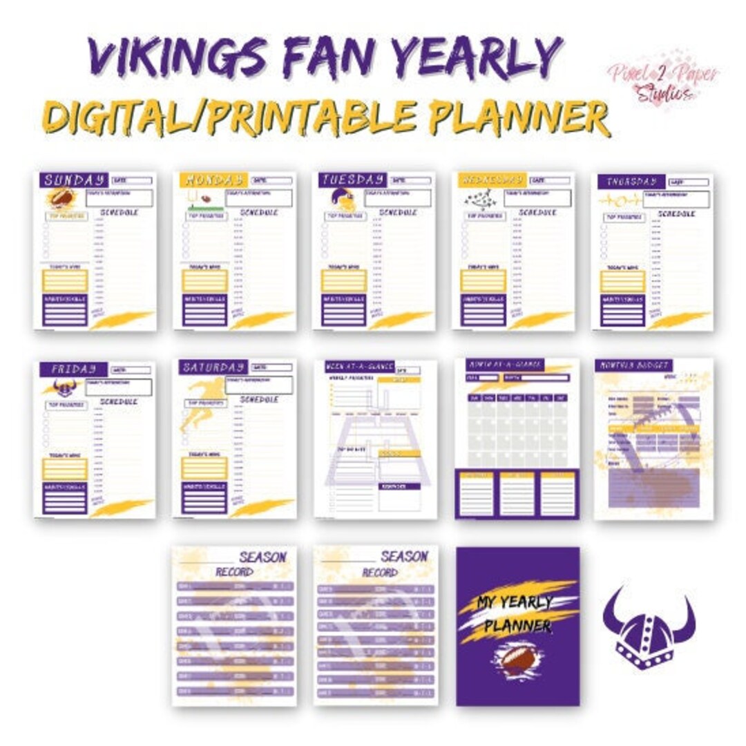 Minnesota Vikings Fan Yearly Planner - Etsy