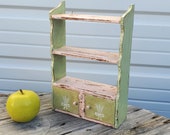 Kitchen spice rack, 1930s , vintage antique, Pink and green painted mini shelf, Doll shelf, Country primitive, Cottagecore